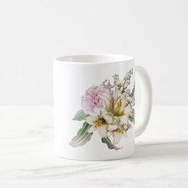 Taza De Café Nombre de Bouquet de Lirio Rosa Rosa de Vintage