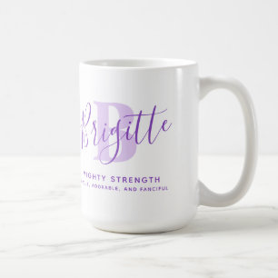Taza De Café Nombre de Brigitte que significa texto púrpura de