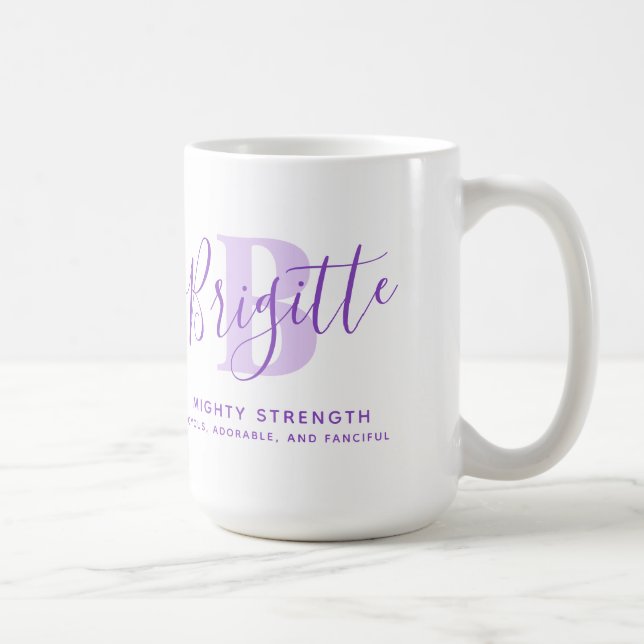 Taza De Café Nombre de Brigitte que significa texto púrpura de  (Derecha)