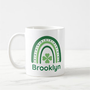 Taza De Café Nombre de Brooklyn Clover Boho Rainbow