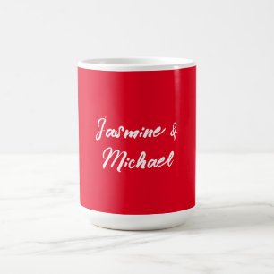 Taza De Café Nombre de caligrafía Minimalista blanca roja moder