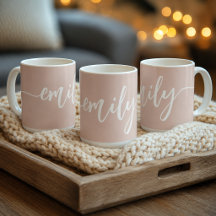 Nombre de Caligrafía Personalizado Rosa Blush Blan