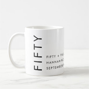Taza De Café Nombre de cincuenta moderno Cumpleaños audaz de 50