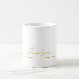 Taza De Café nombre de color dorado profesional minimalista mod