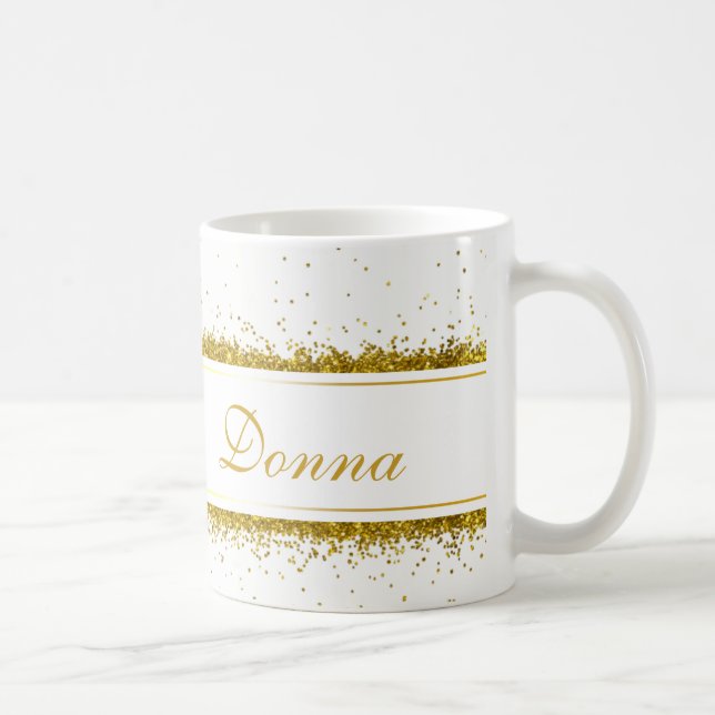 Taza De Café Nombre de confetti Purpurina de oro - Mug (Derecha)