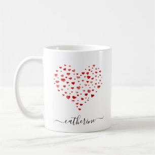 Taza De Café Nombre de Corazones de color rojo simple de corte