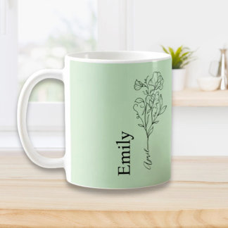 Taza De Café Nombre de Dama de Honor Sweet Pea Flor de Cumpleañ