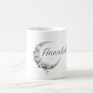 Taza De Café Nombre de diosa lunar personalizado floral celesti