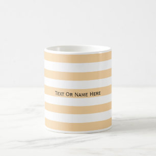 Taza De Café Nombre de encargo rayas rosadas y blancas de