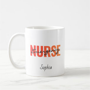 Taza De Café Nombre de enfermera de emergencia personalizado