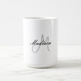 Taza De Café Nombre de escritura a mano moderno monogramado ini