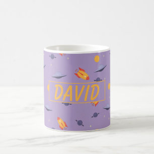 Taza De Café Nombre de espacio de patrón lavanda naranja