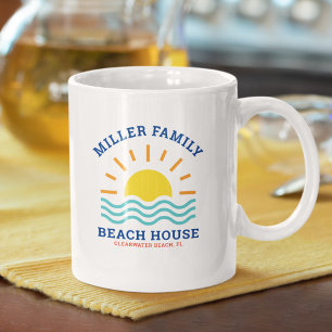 Taza De Café Nombre de familia coincidente Casa de playa de ver