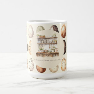 Taza De Café Nombre de familia de cocina vintage de Pascua beig