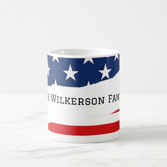 Taza De Café Nombre de familia de la bandera estadounidense (Centro)