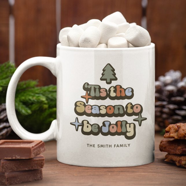 Taza De Café Nombre de familia de Navidades de Retro Jolly (Subido por el creador)