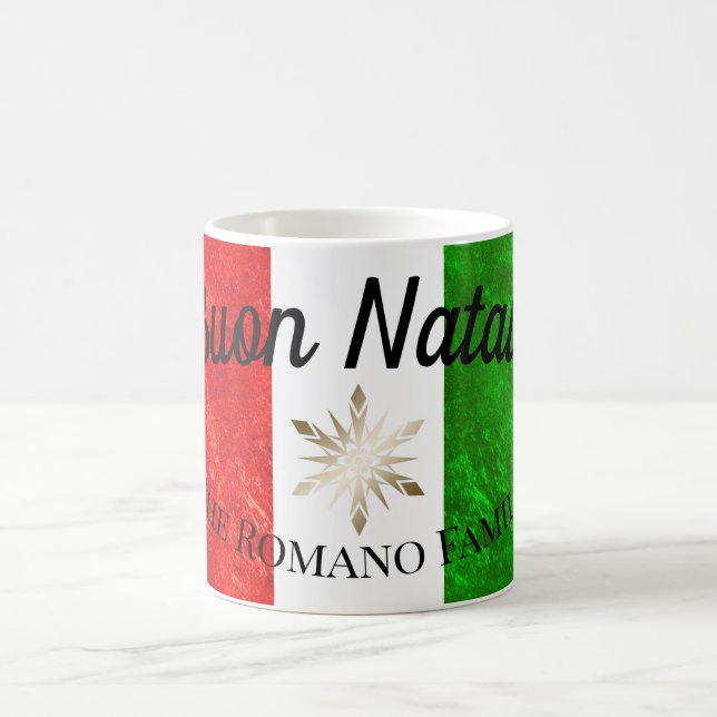Taza De Café Nombre de familia italiana Buon Natale Bandera Nav (Centro)