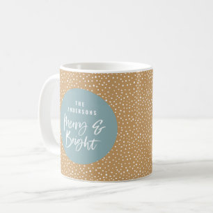 Taza De Café Nombre de familia Merry & Bright personalizado
