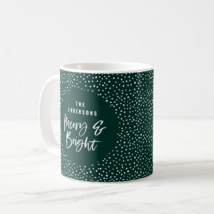 Taza De Café Nombre de familia Merry & Bright personalizado