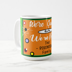 Taza De Café Nombre de familia naranja divertido y extravagante