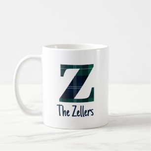 Taza De Café Nombre de familia o nombre de empresa Plaid Letter