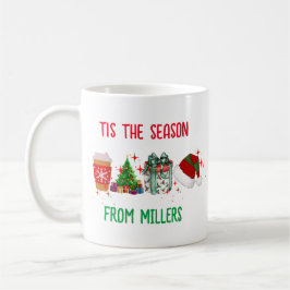 Taza De Café Nombre de familia personalizado Feliz Navidad