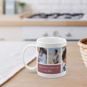 Taza De Café Nombre de familia personalizado y Collage de fotos