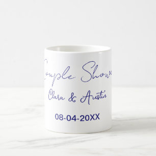 Taza De Café nombre de fecha de ducha de pareja minimalista de 