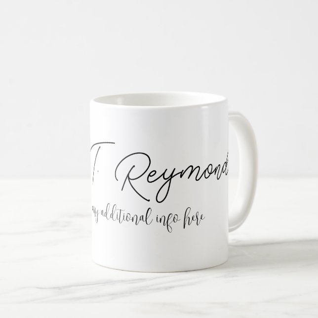 Taza De Café Nombre de firma simple blanco (Anverso derecho)