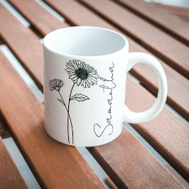 Taza De Café Nombre de flor de aster de septiembre de escritura