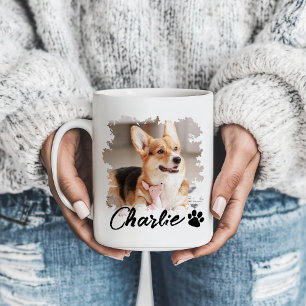 Taza De Café Nombre de foto de Mascota corto e impresión de pág