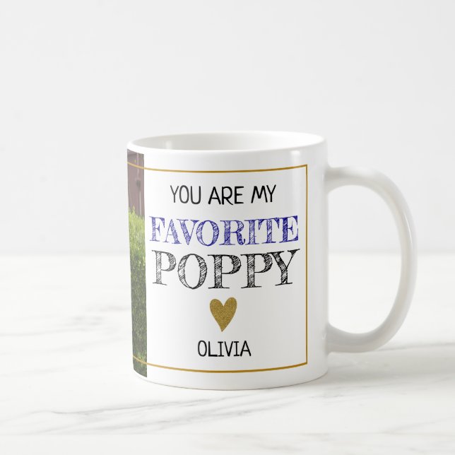 Taza De Café Nombre de foto del abuelo de la amapola favorita (Derecha)