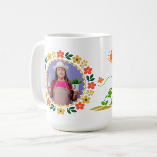 Taza De Café Nombre de foto personalizada Floral Garden Bloom B