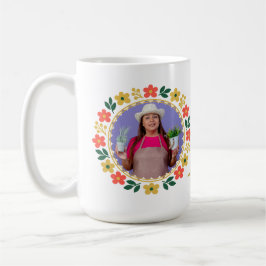 Taza De Café Nombre de foto personalizada Floral Garden Bloom B