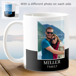 Taza De Café Nombre de foto personalizado Black Modern
