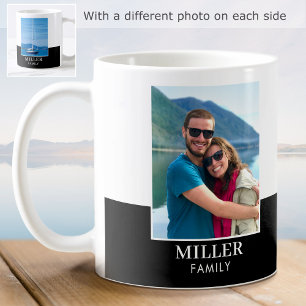 Taza De Café Nombre de foto personalizado Black Modern