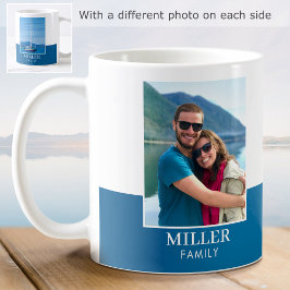 Taza De Café Nombre de foto personalizado Blue Modern