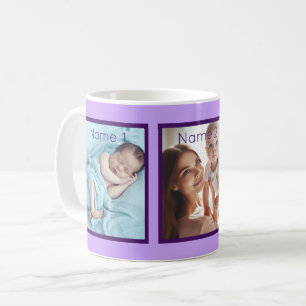 Taza De Café Nombre de foto personalizado Lilac Violet Elegant