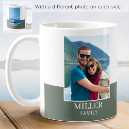 Taza De Café Nombre de foto personalizado Verde Moderno