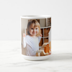 Taza De Café Nombre de foto y guión de su hijo