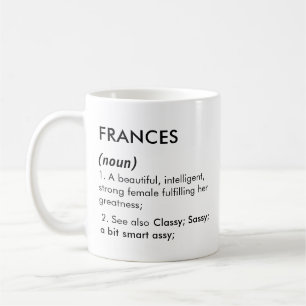 Taza De Café Nombre de Frances, Nombre editable, Nombre persona