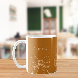 Taza De Café nombre de guión de arco de melocotón naranja quema