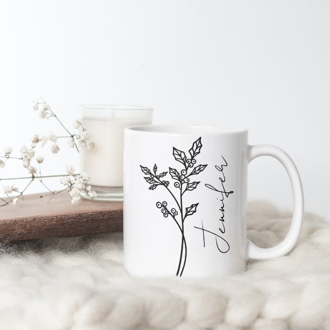 Taza De Café Nombre de guión de flor de mes de nacimiento de di (Subido por el creador)