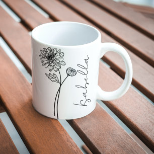 Taza De Café Nombre de guión de flor de nacimiento de noviembre
