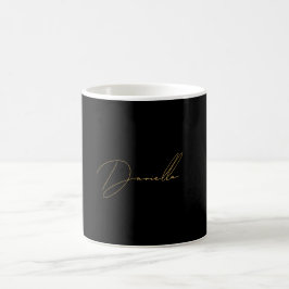 Taza De Café Nombre de guión de oro Minimalista y de Moda negro