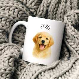 Taza De Café Nombre de guión de retrato de perro mascota acuare
