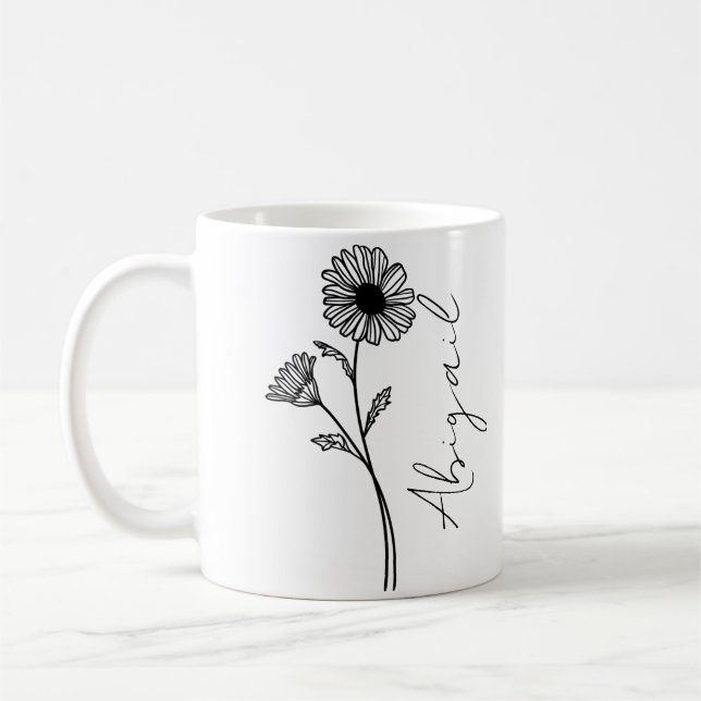 Taza De Café Nombre de guión elegante Flor de nacimiento del me (Izquierda)