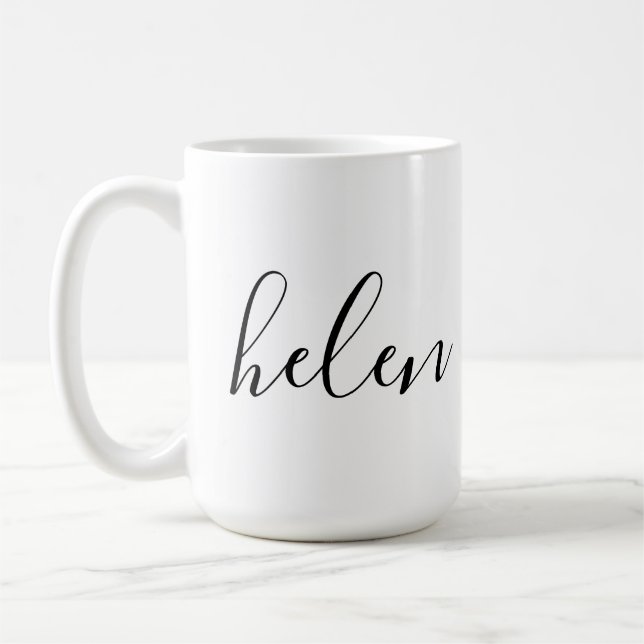 Taza De Café Nombre de guión regalo personalizado negro blanco (Izquierda)