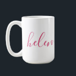 Taza De Café Nombre de guión regalo personalizado rosa blanco<br><div class="desc">Una hermosa botella de agua con un nombre personalizado en una fuente de guión moderna y elegante. En rosa y blanco. Maravilloso como regalo para el Día de la Madre,  vacaciones,  cumpleaños,  inauguración o regalo para dama de honor.</div>