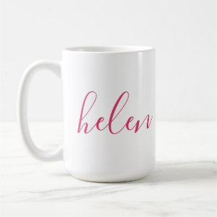 Taza De Café Nombre de guión Regalo personalizado Rosa Blanco